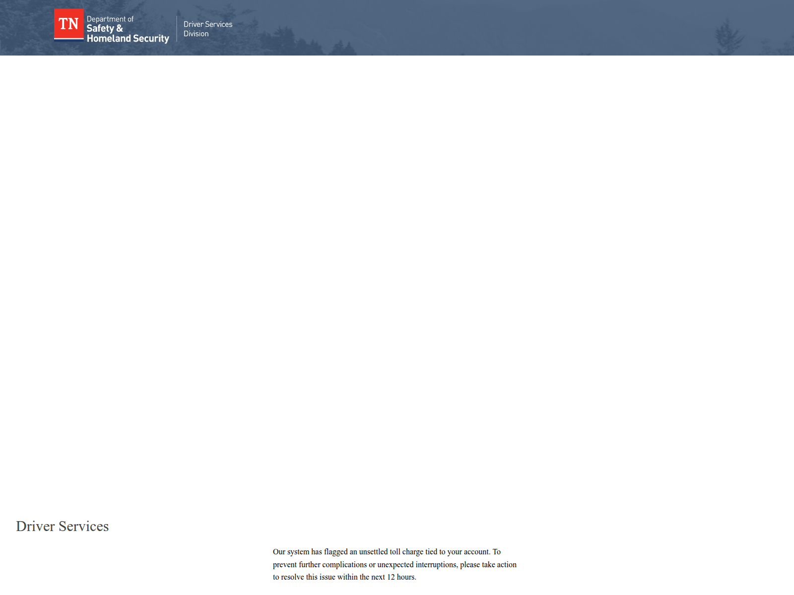 Phishing landing page at tn.org-htmct[.]bond/dmv
